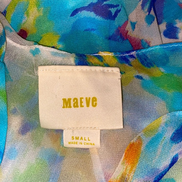 Anthro Maeve 100% Silk Watercolor Floral Cold Shoulder Tank Blouse Top - Picture 10 of 12